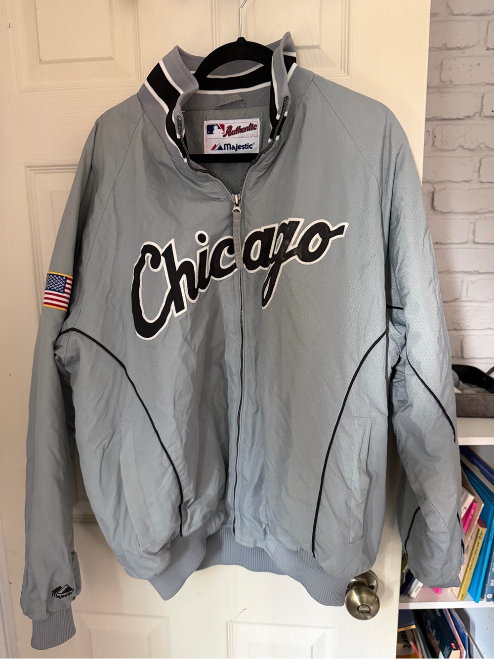 Majestic Chicago Light Gray Bomber Jacket